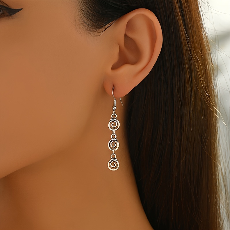 Fashionable Vintage Spiral Earrings with Long Tassel Hooks